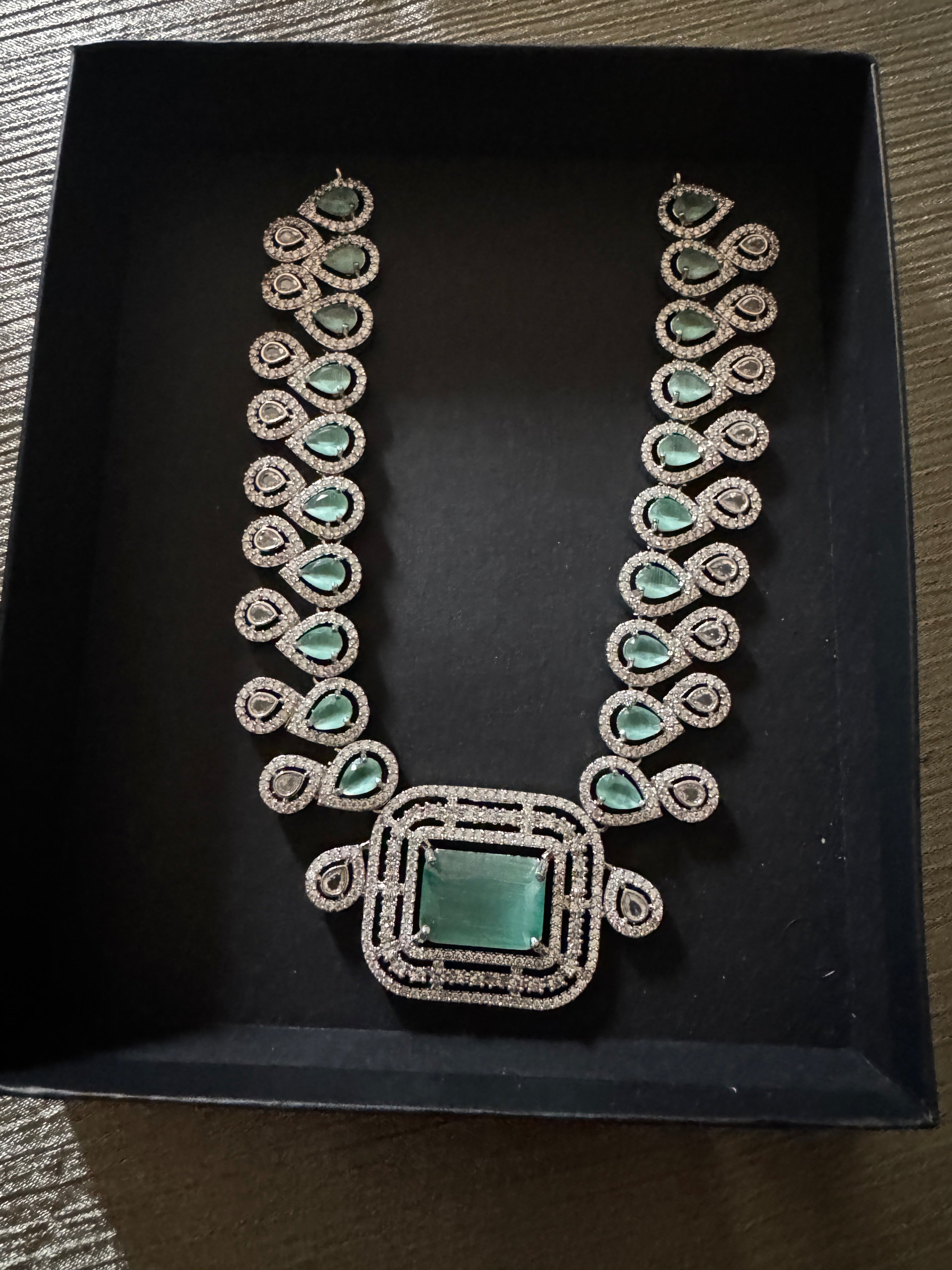 Sea Green silver Necklace Set – Elegant Luxury