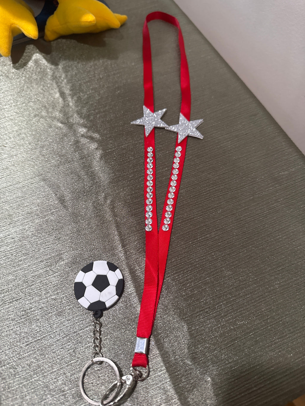 FIFA themed silver glitter lanyard