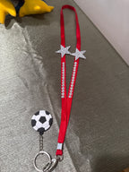 FIFA themed silver glitter lanyard