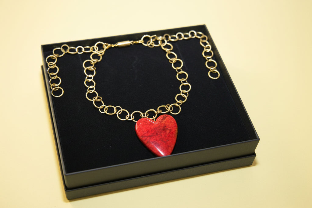 Necklace with a Heart - Very lightweight with heavy chain and Card to express your inner feeling