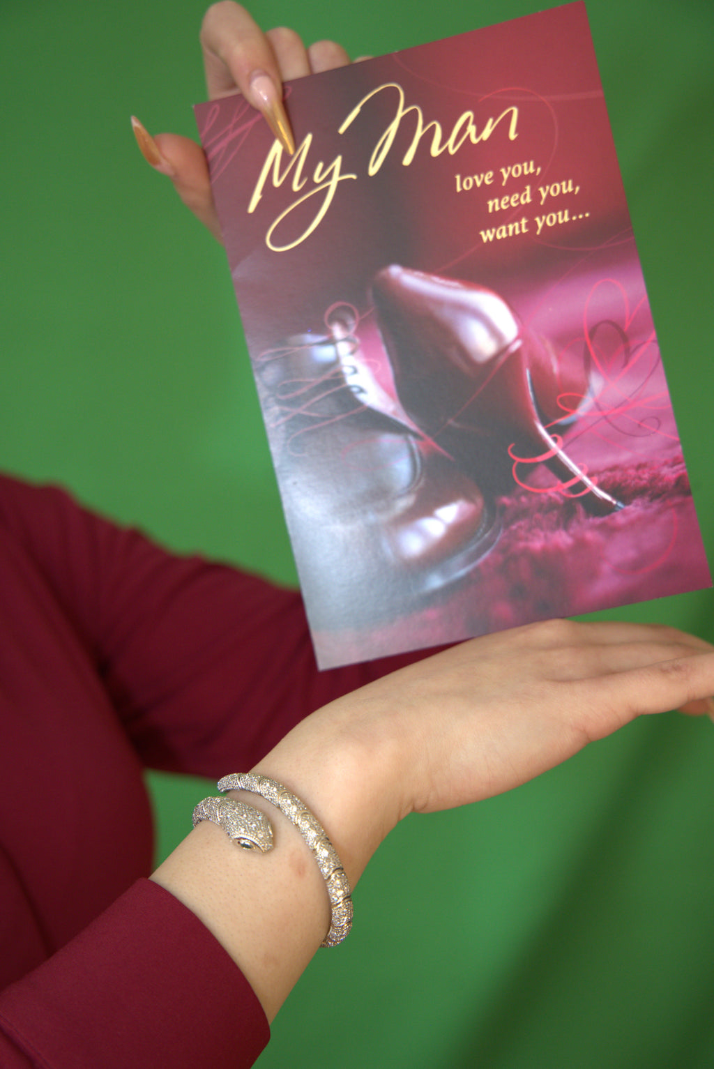 From our Most popular Collection - Snake style Bracelet with Red Ear Rings -With Card