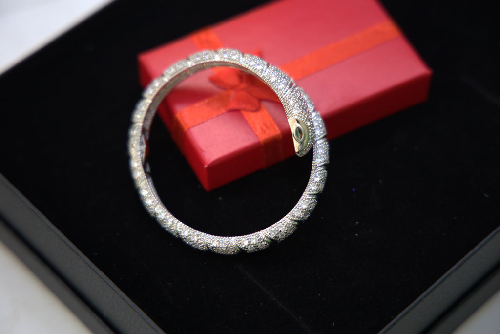 From our Most popular Collection - Snake style Bracelet with Red Ear Rings -With Card