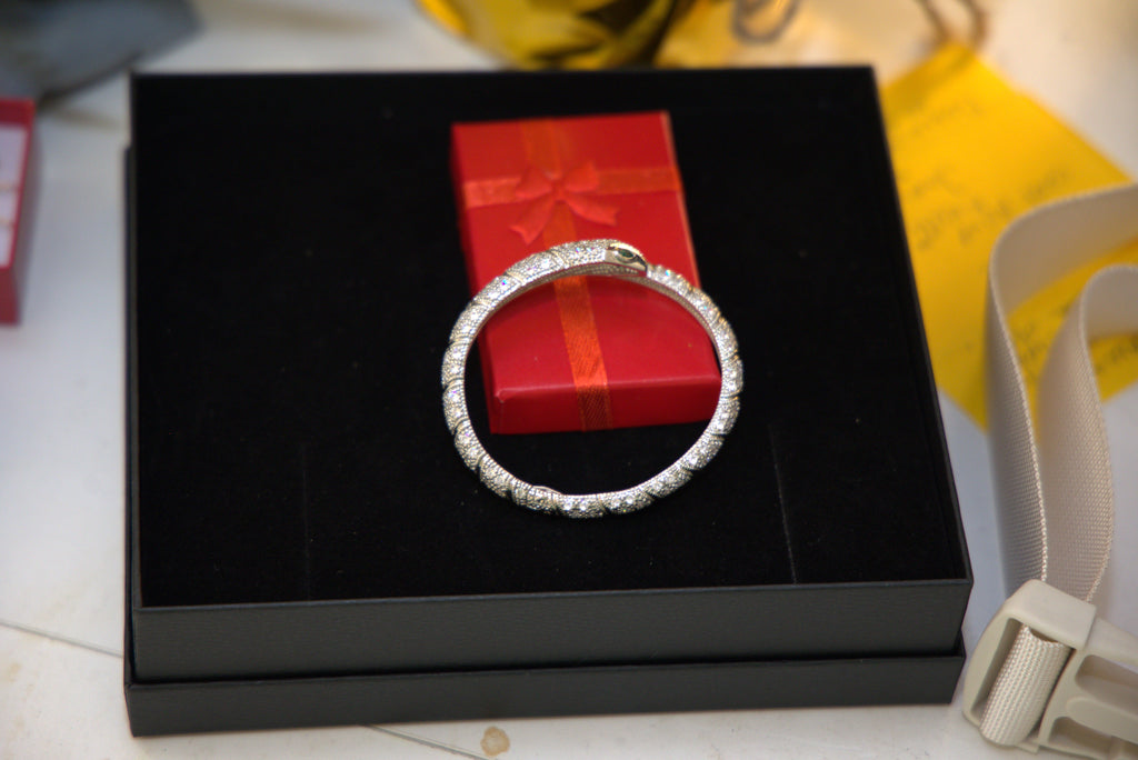 From our Most popular Collection - Snake style Bracelet with Red Ear Rings -With Card