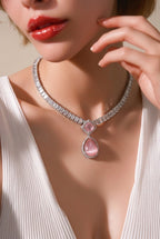Pink Crystal Drop Necklace