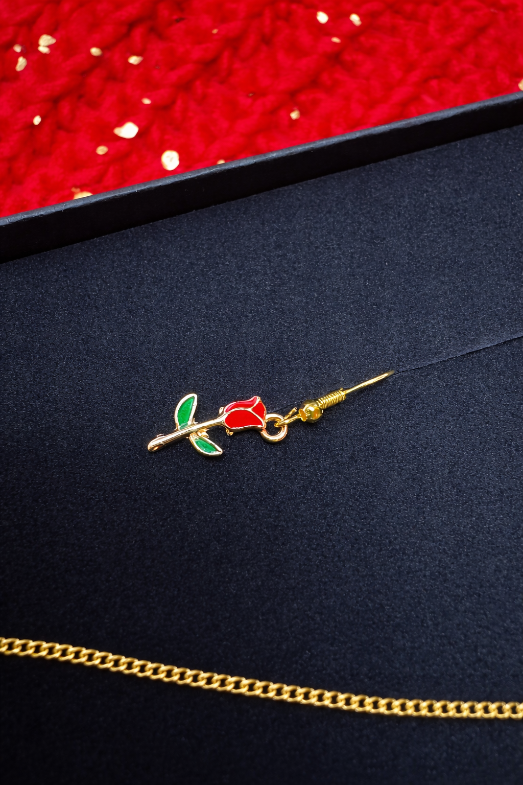 Heart style magnetic clasp Necklace and Earring set, Gift of love with flowers and balloons in it
