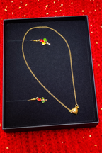 Heart style magnetic clasp Necklace and Earring set, Gift of love with flowers and balloons in it