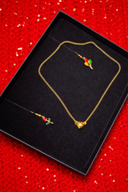 Heart style magnetic clasp Necklace and Earring set, Gift of love with flowers and balloons in it